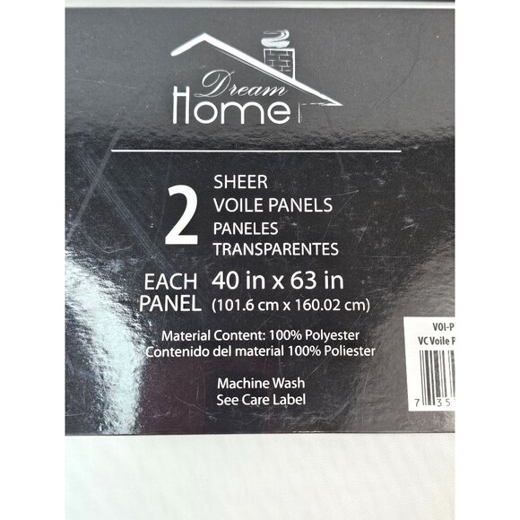 2 Sheer Voile Panels 40 In X 63 In White Polyester Curtains Drapes - Picture 6 of 6